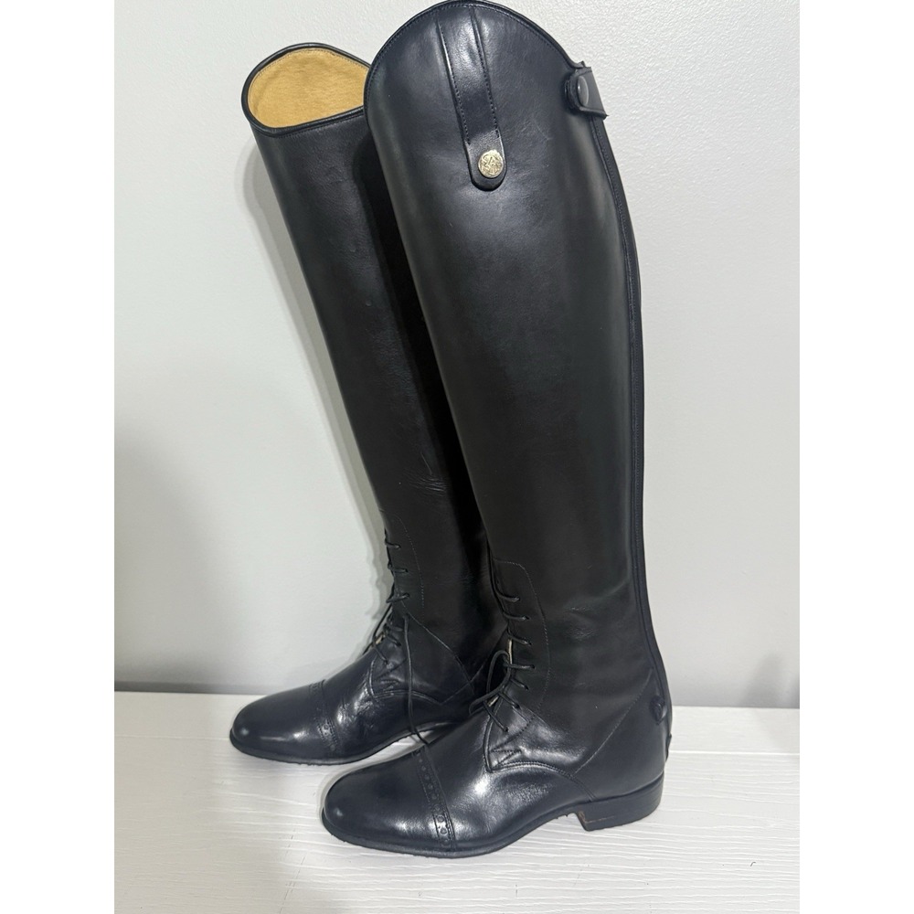 Der Dau Women's Custom Leather Tall Field Boot Size 2.5 Height 18 5/8 Black